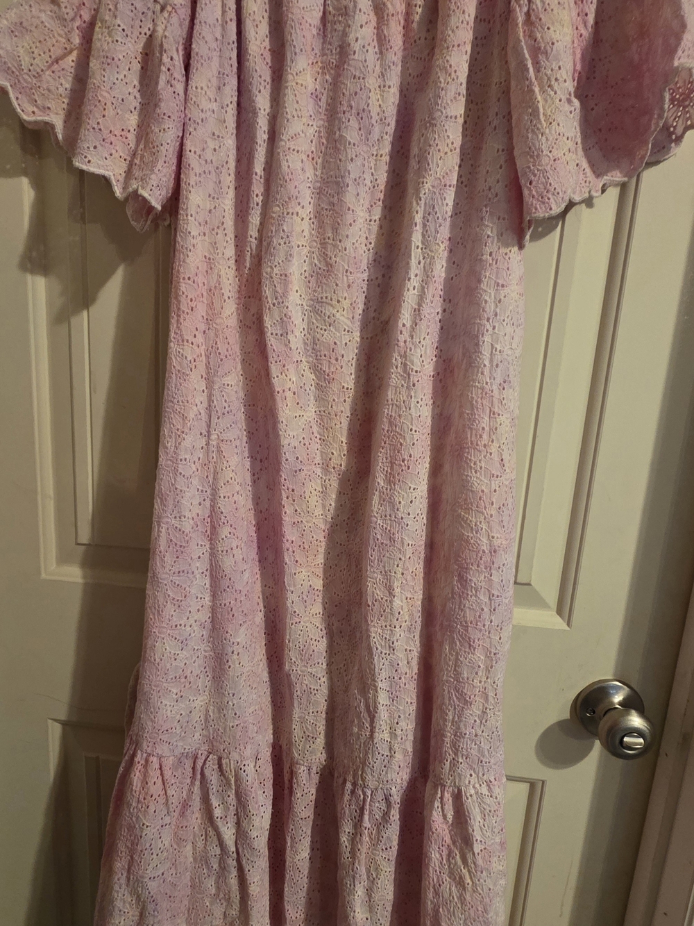 Sundress Paris Pink Broderie Anglaise Off-the-Shoulder Cotton Midi Dress - Picture 5 of 7